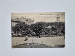 Vykort Parken med Nya Tingshuset och Kyrkan, Strömstad, 1906