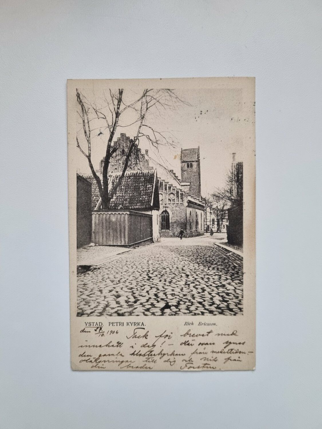 Vykort Ystad Petri Kyrka 1906