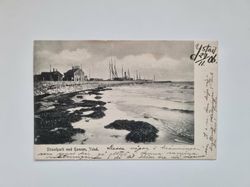 Vykort Strandparti med hamnen, Ystad, 1906