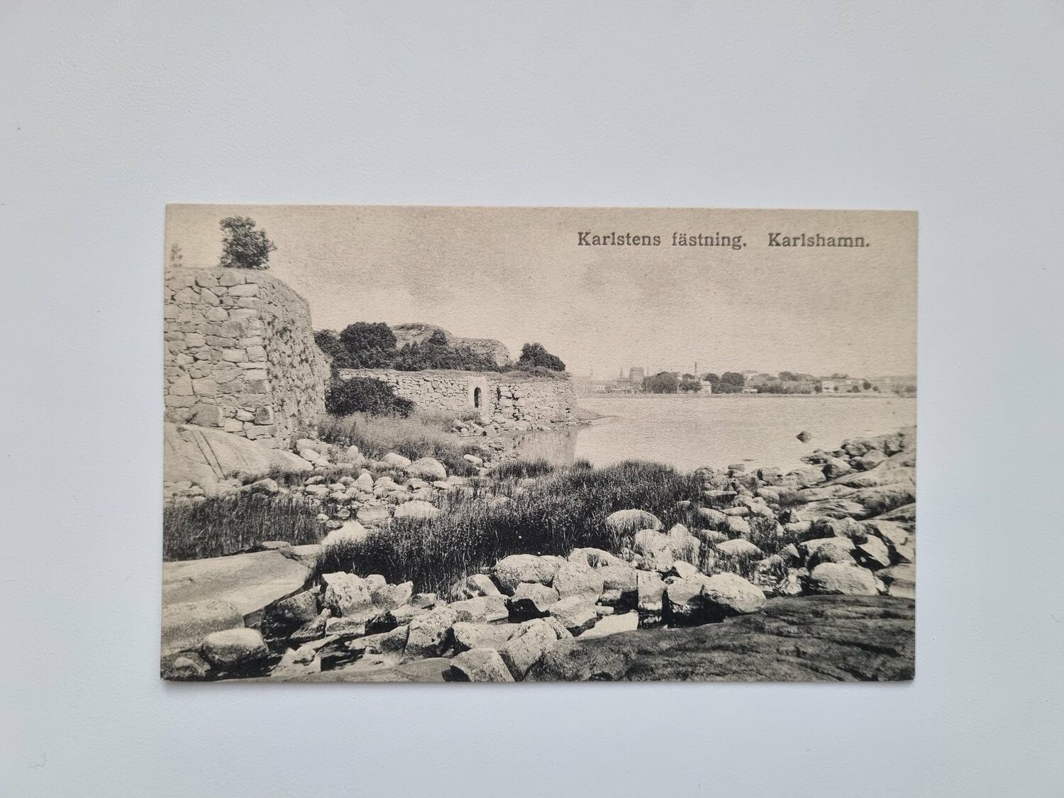 Vykort Karlstens fästning. Karlshamn, 1917