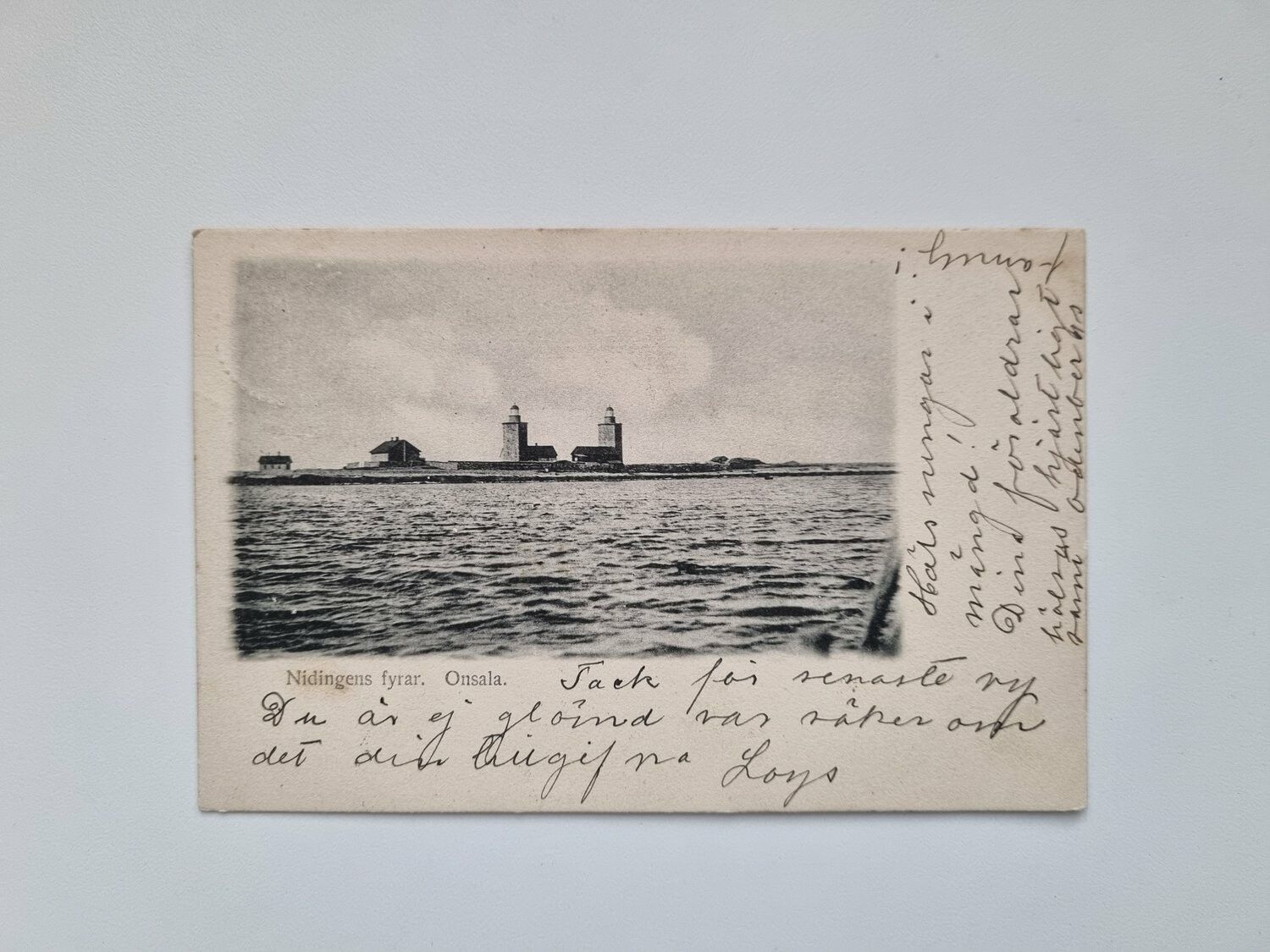Vykort Nidingens fyrar. Onsala, 1904