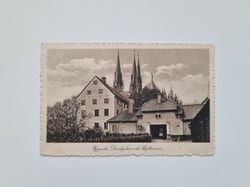 Vykort Uppsala Domkyrkan och Skytteanum, 1915