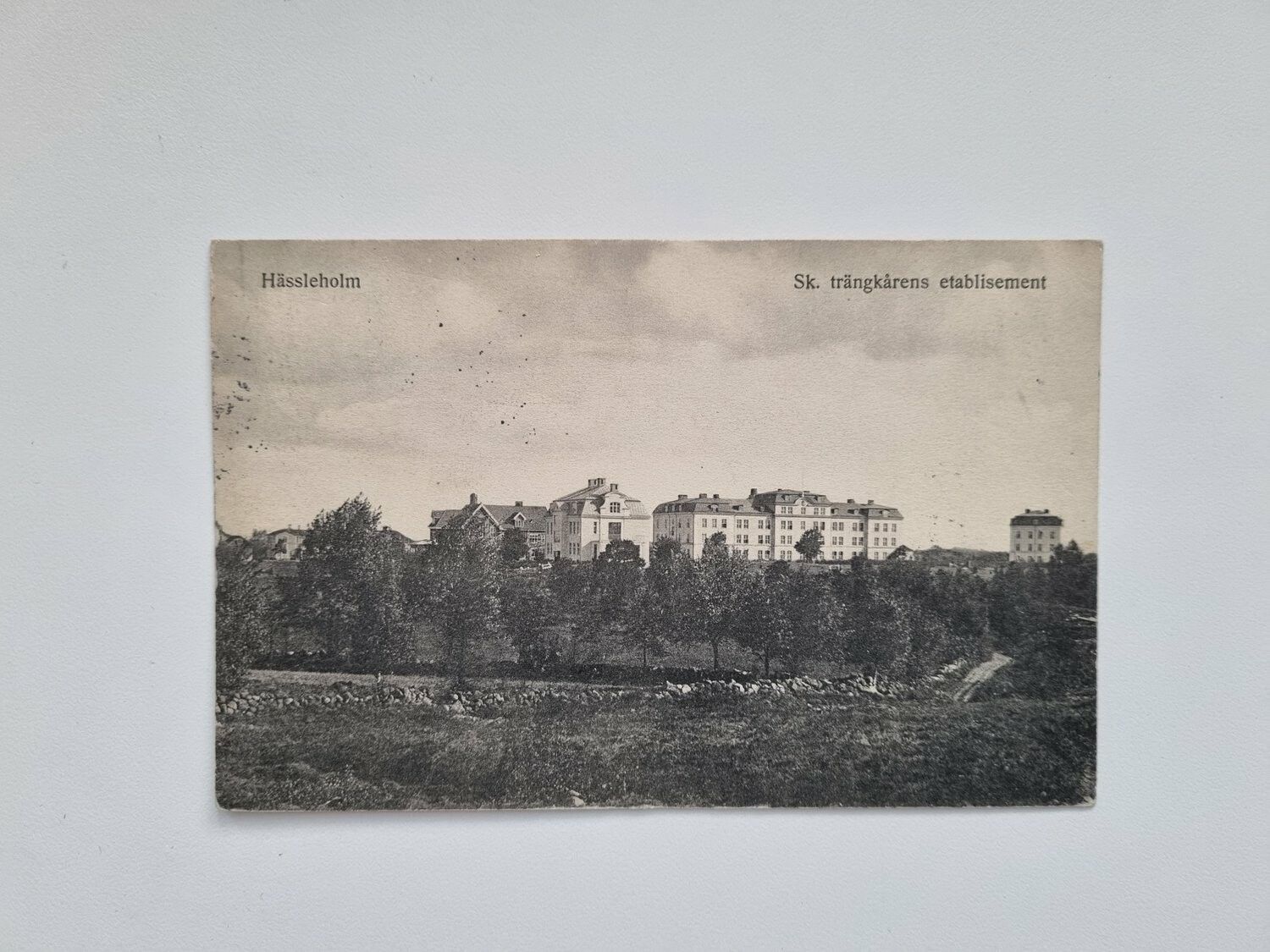 Vykort Hässleholm Sk. trängkårens etablisement, 1913