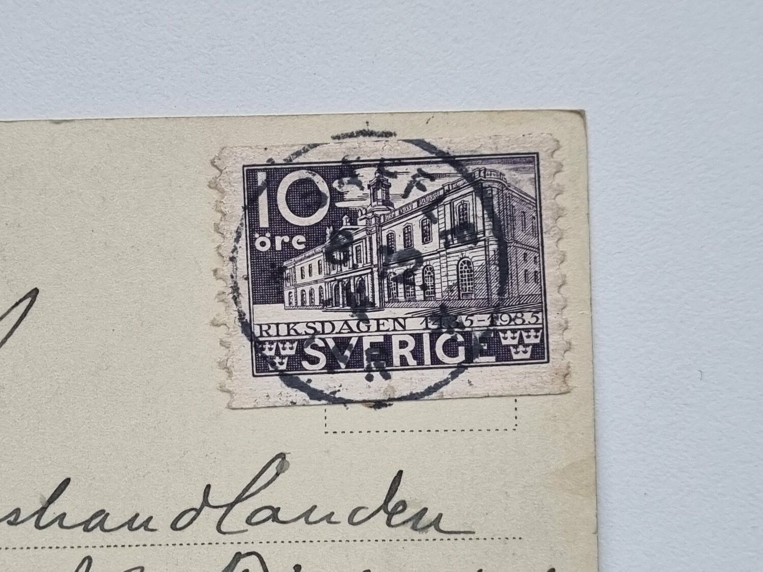 Vykort Vaxholm Söderhamnen 1936