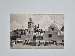 Vykort ALGER Statue du Duc d'Orléans et Mosquée Djemaa Djedid