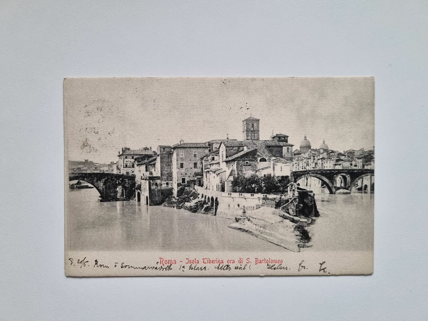 Vykort Roma Isola Tiberina ora di S. Bartolomeo