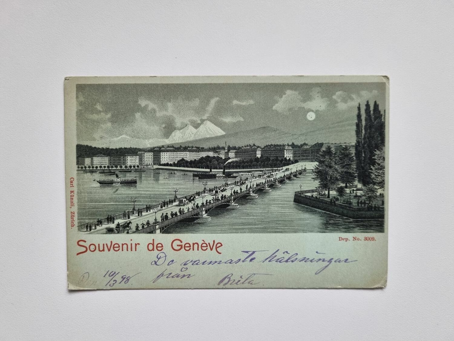 Vykort Souvenir de Genève, 1898