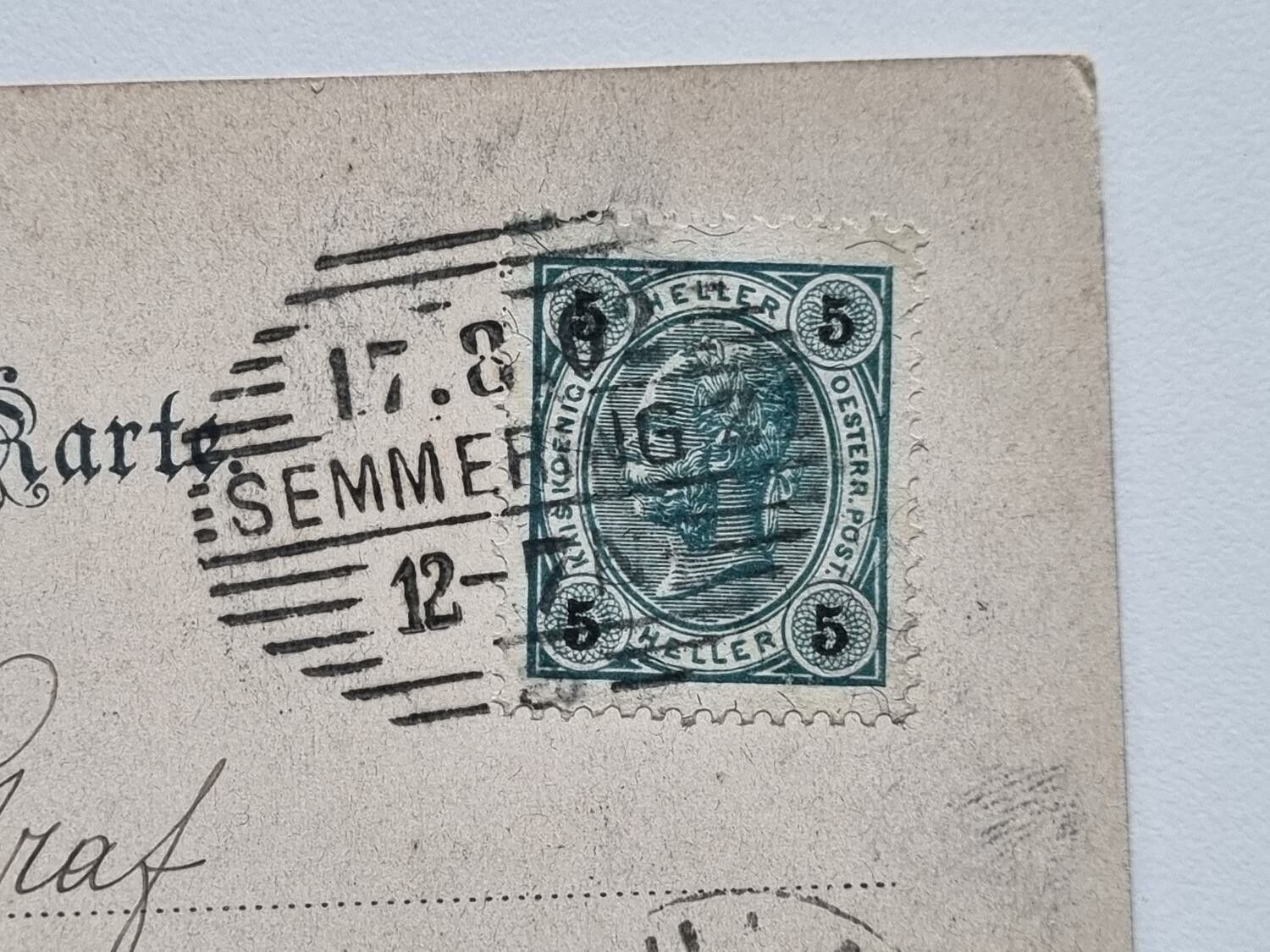 Vykort Gruss v. d. Semmeringbahn. Ruine Klamm, 1902