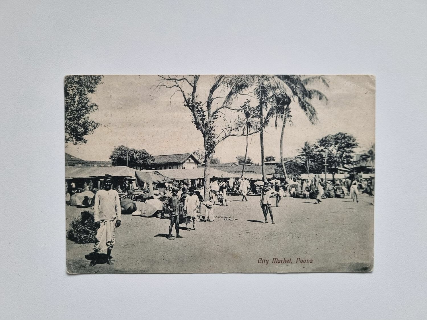 Vykort Indien, City Market, Poona, 1914