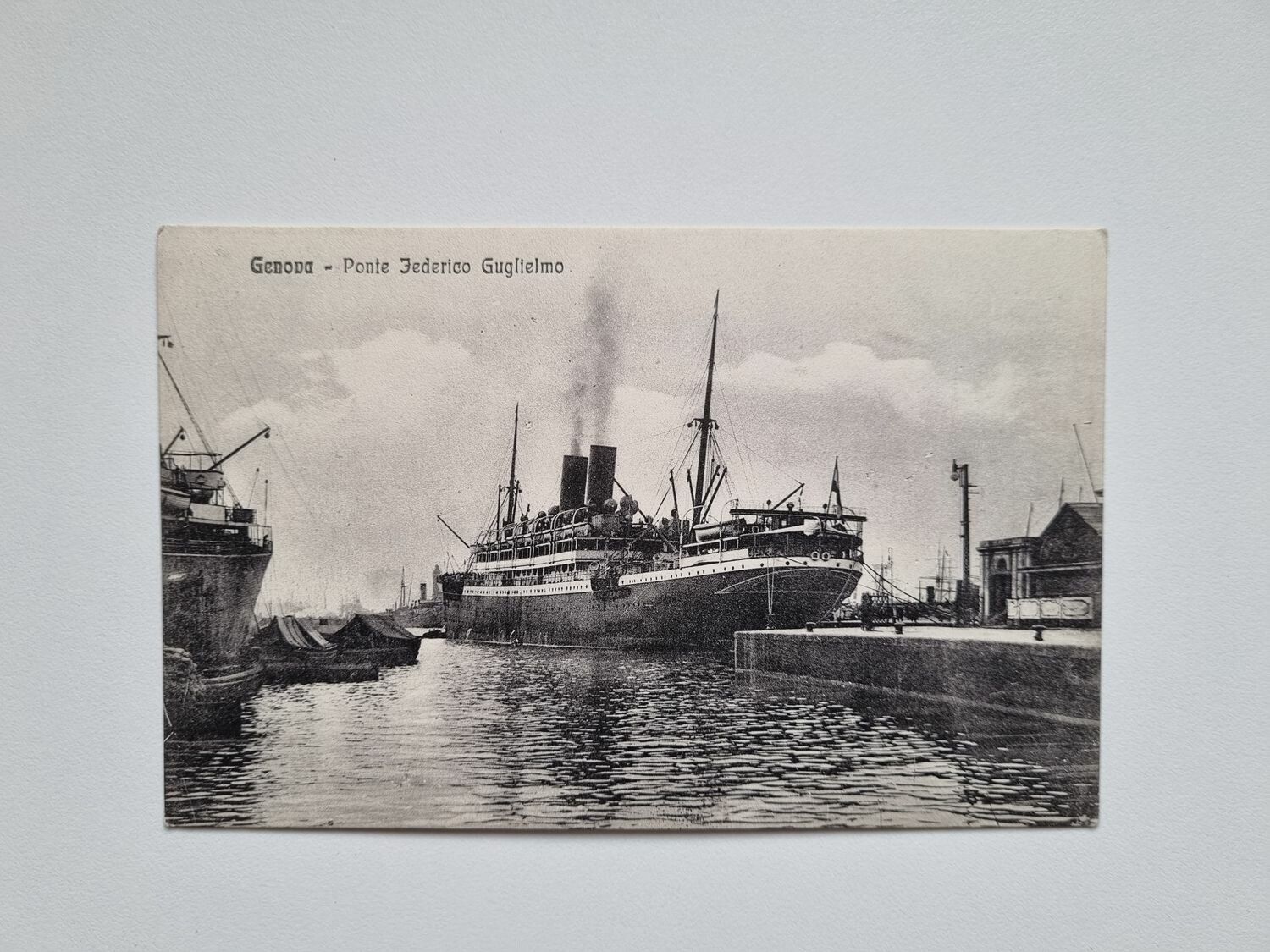 Vykort Fartyg, Italien. Genova Ponte Federico Guglielmo