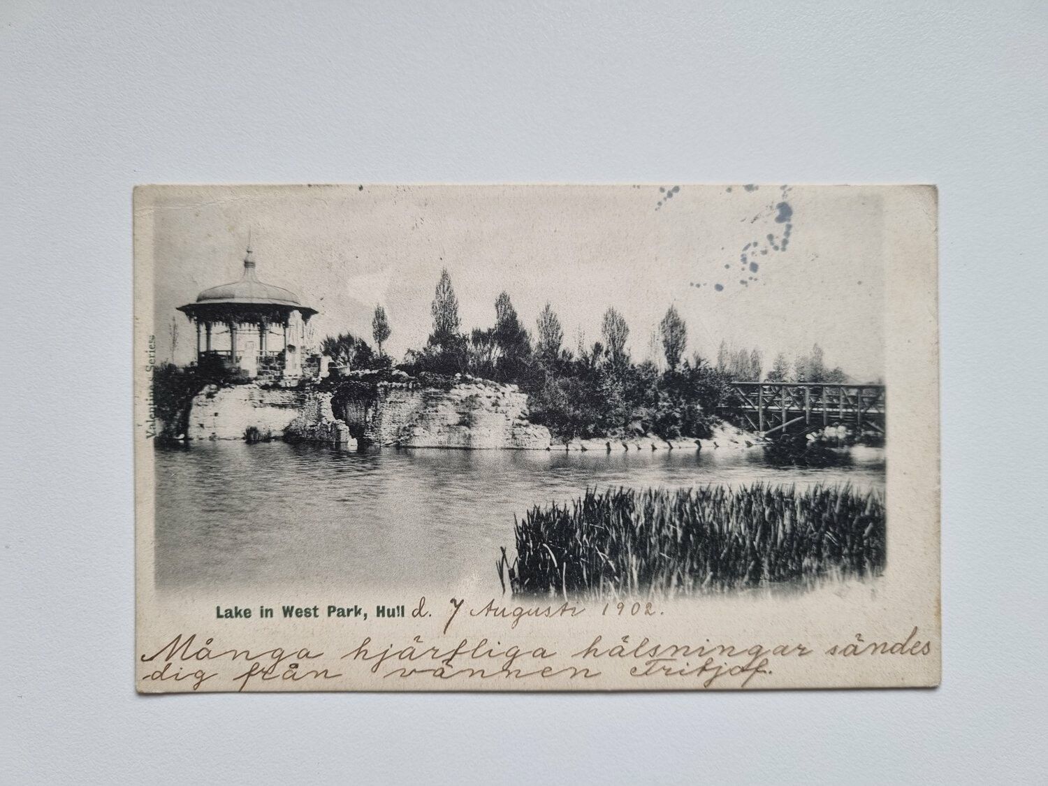 Vykort Lake in West Park, Hull, 1902