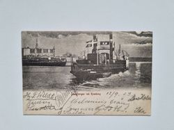 Vykort Danmark. Dampfærgen ved Kronborg, 1903