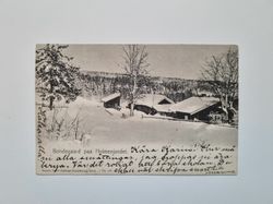 Vykort Norge. Bondegaard paa Holmenjordet, 1905