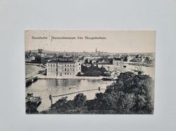 Vykort Stockholm Nationalmuseum från Skeppsholmen.