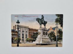 Vykort Malmö. Stortorget med Carl X Gustafs staty.