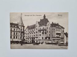 Vykort Malmö. Stortorget och Östra Hamngatan, 1917