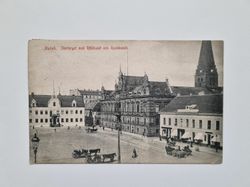 Vykort Malmö. Stortorget med Rådhuset och Residenset.
