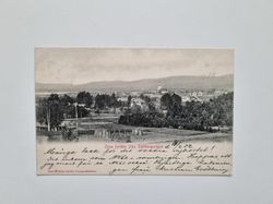 Vykort Orsa kyrkby från Slättbergsvägen, 1902