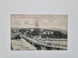 Vykort Bro öfver Skellefteå elf vid Kyrkan, 1911