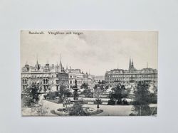 Vykort Sundsvall. Vängåfvan och torget, 1907