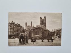 Vykort Cambridge, Market Place and St. Mary's Church