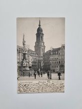 Vykort Dresden, människor vid Kreuzkirche 1904