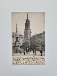 Vykort Dresden, människor vid Kreuzkirche 1904