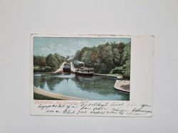 Vykort Trollhättan, Nya Slussarne, 1901 Ångbåtar