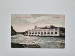 Vykort Trollhättan, Kraftstationen och Helvetesfallet, 1912