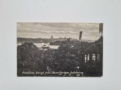 Vykort Stockholm. Utsigt från Hasselbackens festvåning, 1914
