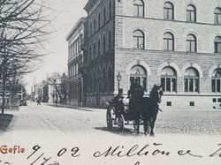 Vykort Gefle. Sparbankshuset, 1902