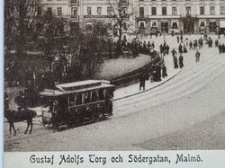 Vykort Gustaf Adolfs Torg och Södergatan, Malmö, 1906