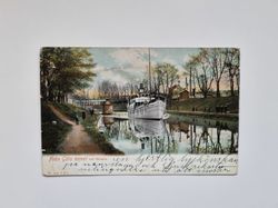 Vykort Från Göta kanal vid Motala, 1907