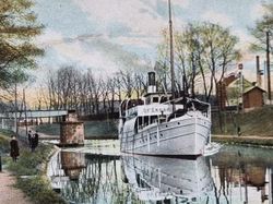 Vykort Från Göta kanal vid Motala, 1907