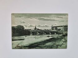 Vykort Gamla bron Falkenberg, 1907
