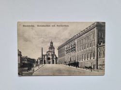 Vykort Stockholm. Slottsbacken och Storkyrkan, 1915