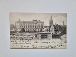 Vykort Örebro. Storbron, Hotellet, Kyrkan, 1902