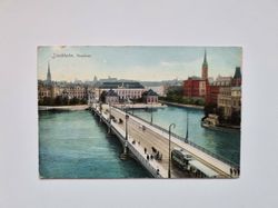 Vykort Stockholm. Vasabron, 1910