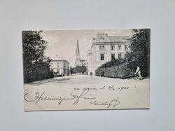 Vykort Skara. Järnvägsgatan 1901