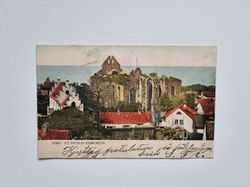 Vykort Visby. S:t Nicolai kyrkoruin 1907?