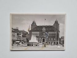 Vykort Borås, Stora torget med Rådhuset, 1947