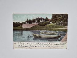 Vykort Hjo. Parti af Bellevue, 1903