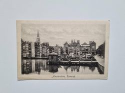 Vykort Amsterdam. Damrak 1923