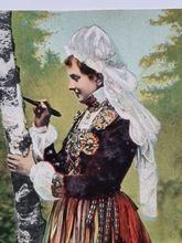 Vykort Kvinna i folkdräkt, Skåne 1905