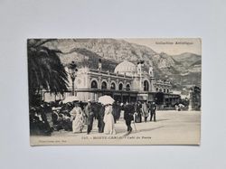 Vykort Monte Carlo, folksamling. Café de Paris