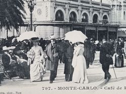Vykort Monte Carlo, folksamling. Café de Paris