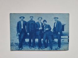Vykort gruppfoto, fem välklädda herrar. Chicago 1908