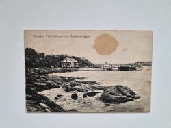 Vykort Gottskär, Varmbadhuset och Ångbåtsbryggan 1925