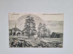 Vykort Malmberget. Kapellet och Kaptenskolan, 1911