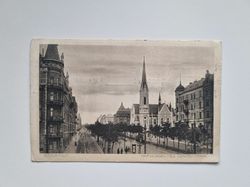 Vykort Stockholm 1917. Narvavägen med Oskarskyrkan.